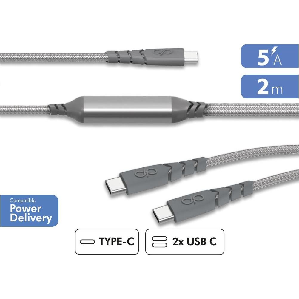 Thumbnail - Force Power FPCBLCCCDUO2MRG USB-Kabel (2 m), USB Kabel