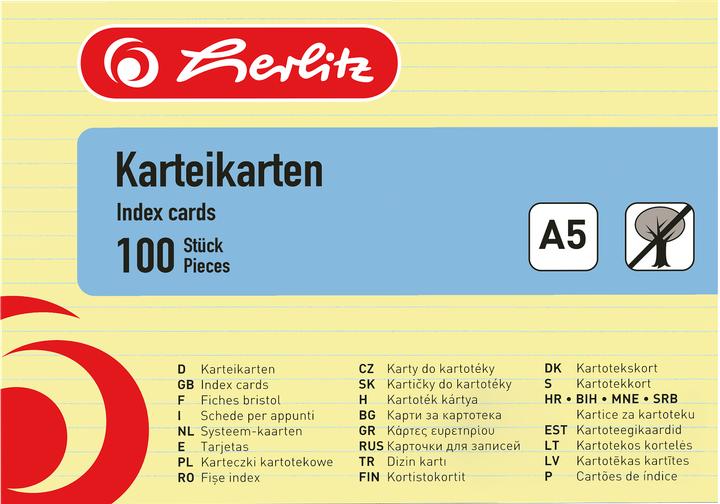 Immagine prodotto Herlitz Schede A5 foderate di giallo (A5, 170 g/m², 100 x)