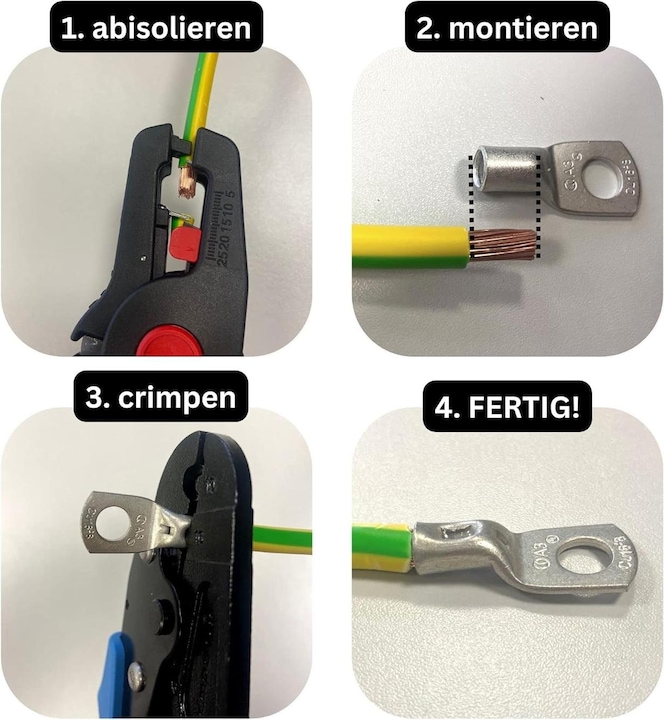 Produktbild Kalitec 120 Quetschverbinder Sortiment Kasten Box Rohrkabelschuhe Set unisoliert 4-16mm² I Industriequalität