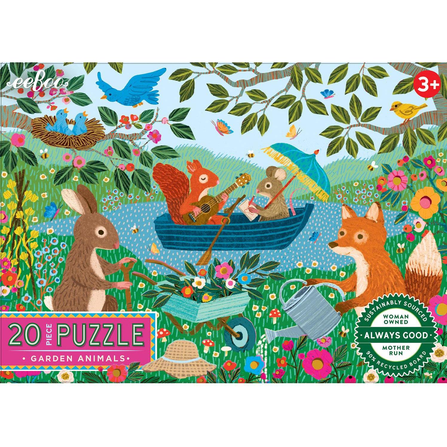 Eeboo - Puzzle 20 Pcs - Garden Animals (EPZY993) (20 Pezzi)