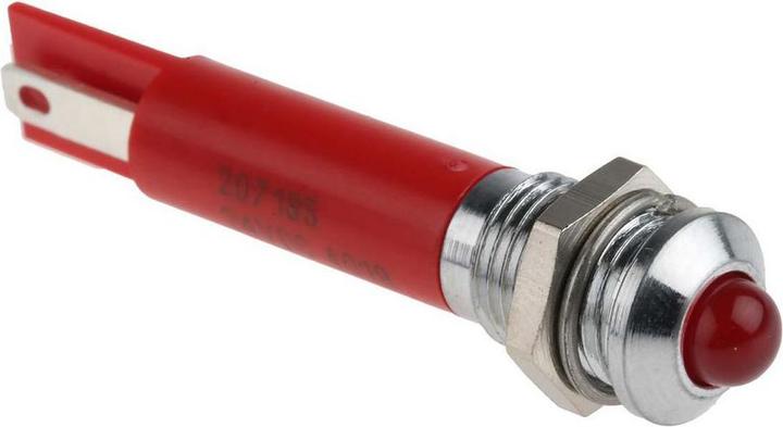 Produktbild RS PRO LED erhaben 8mm chrom 24Vdc HE rot