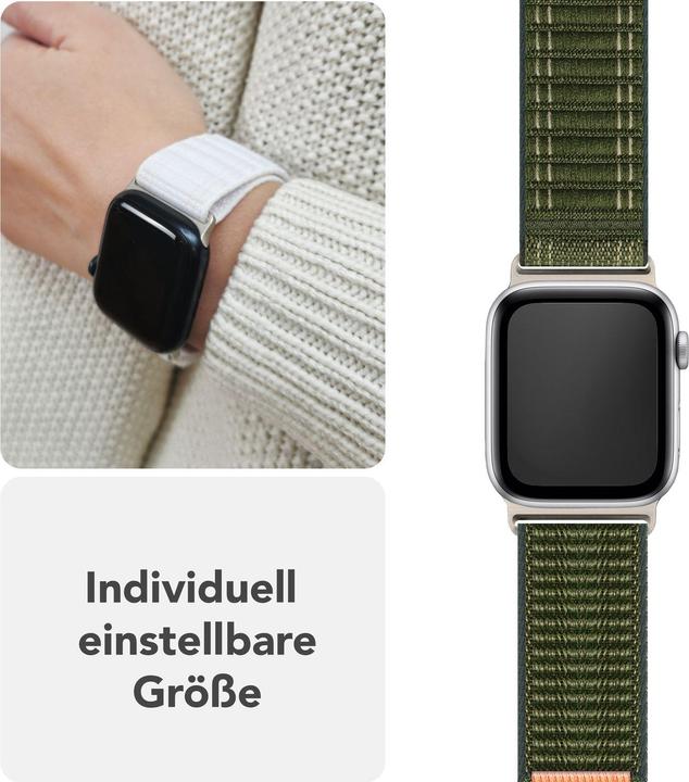 Produktbild Nalia Evolv Nylon-Armband Klettverschluss für Apple Watch, Sportarmband - Weich, Leicht & Atmungsaktiv (Nylon)