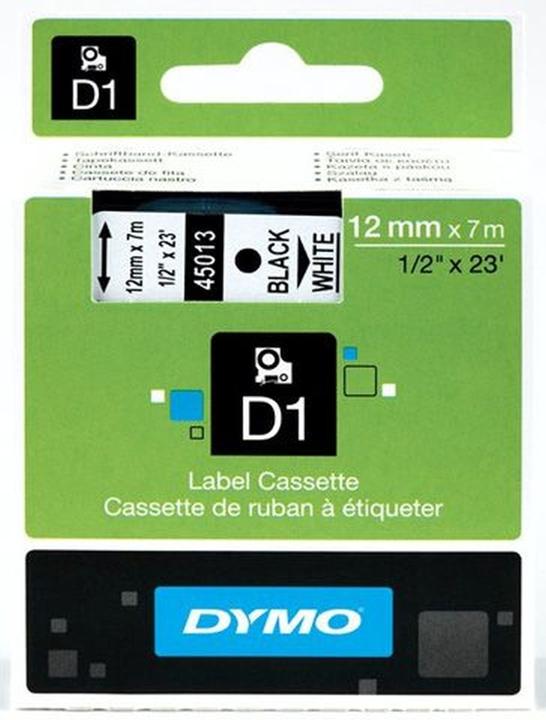 Produktbild Dymo D1 - Standardetiketten - Schwarz auf Weiss - 12mm x 7m (1.20 cm, Weiss)