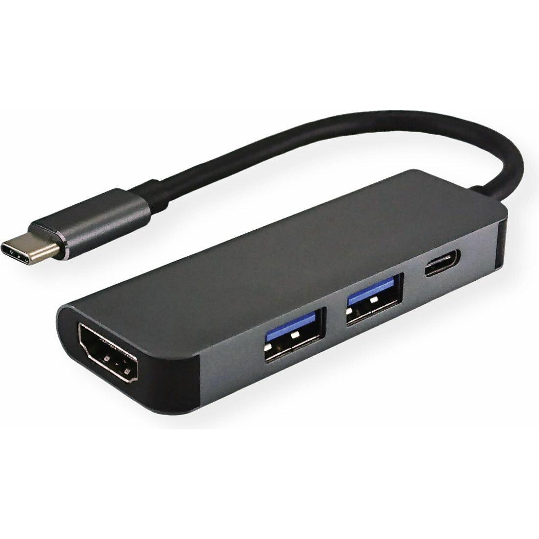 Value Docking station USB tipo C (USB-C, 4 porte), Docking station + Hub USB, Nero
