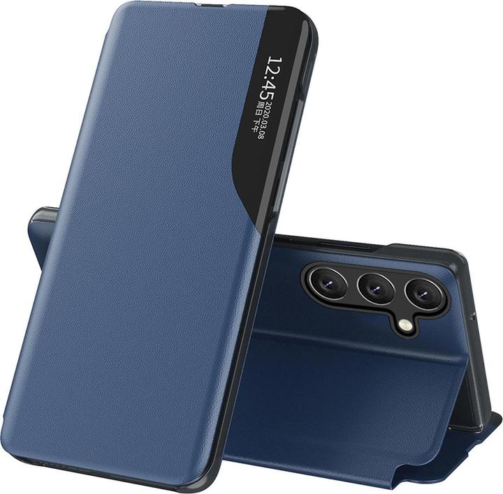Produktbild Hurtel Eco Leather View Case elegante Hülle mit Klappe und Ständer für Samsung Galaxy S25 Edge - Blau (Samsung Galaxy S25 Edge)