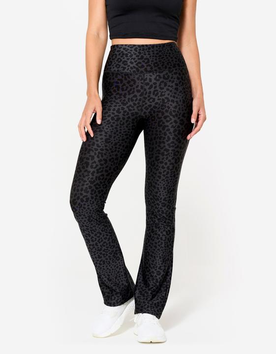Produktbild Domyos Leggings Damen gerader Beinabschluss - Leoparden-Print dunkelgrau (L)
