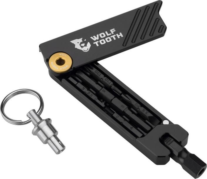 Actual product image Wolf Tooth 6-Bit Hex Wrench Multitool with key ring black/gold (11 Functions)