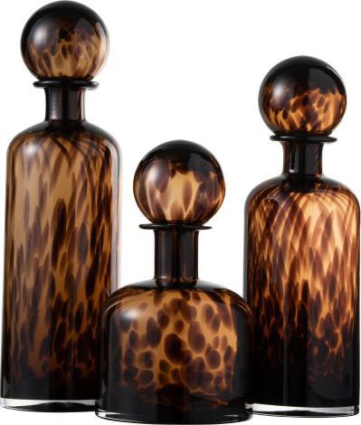 Immagine prodotto J-Line Bouteille + Bouchon Tache Decoratif Verre Marron/Noir Grande