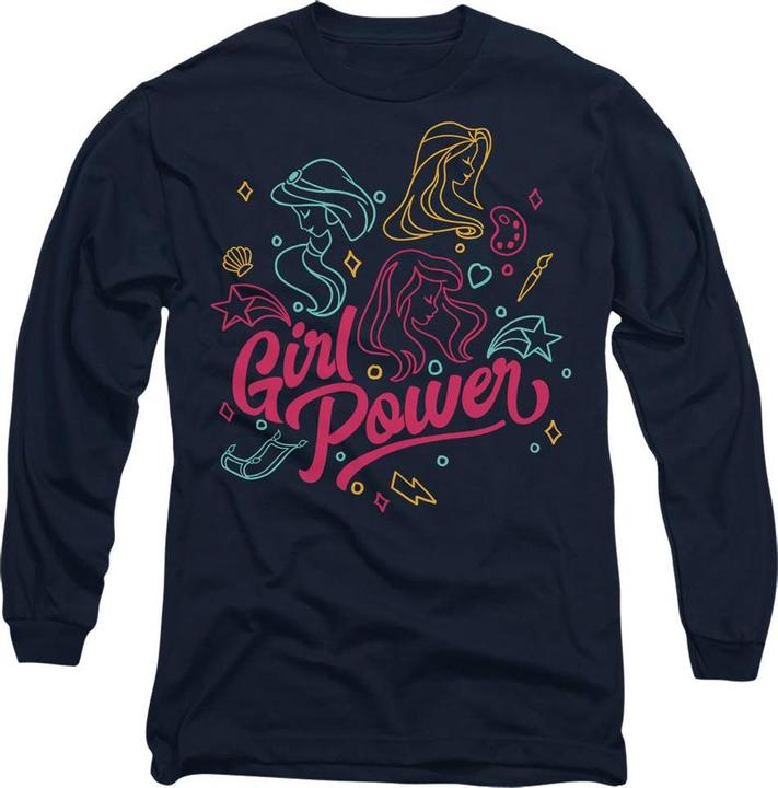 Actual product image Disney Princess Unisex Adult Girl Power Jasmine Rapunzel Ariel Line Art T-Shirt (XL)