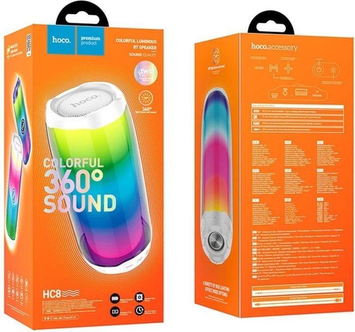 Produktbild Hoco - Wireless Speaker Pulsating (HC8) - with LED Light, Bluetooth 5.0, 10W - White (4 h)