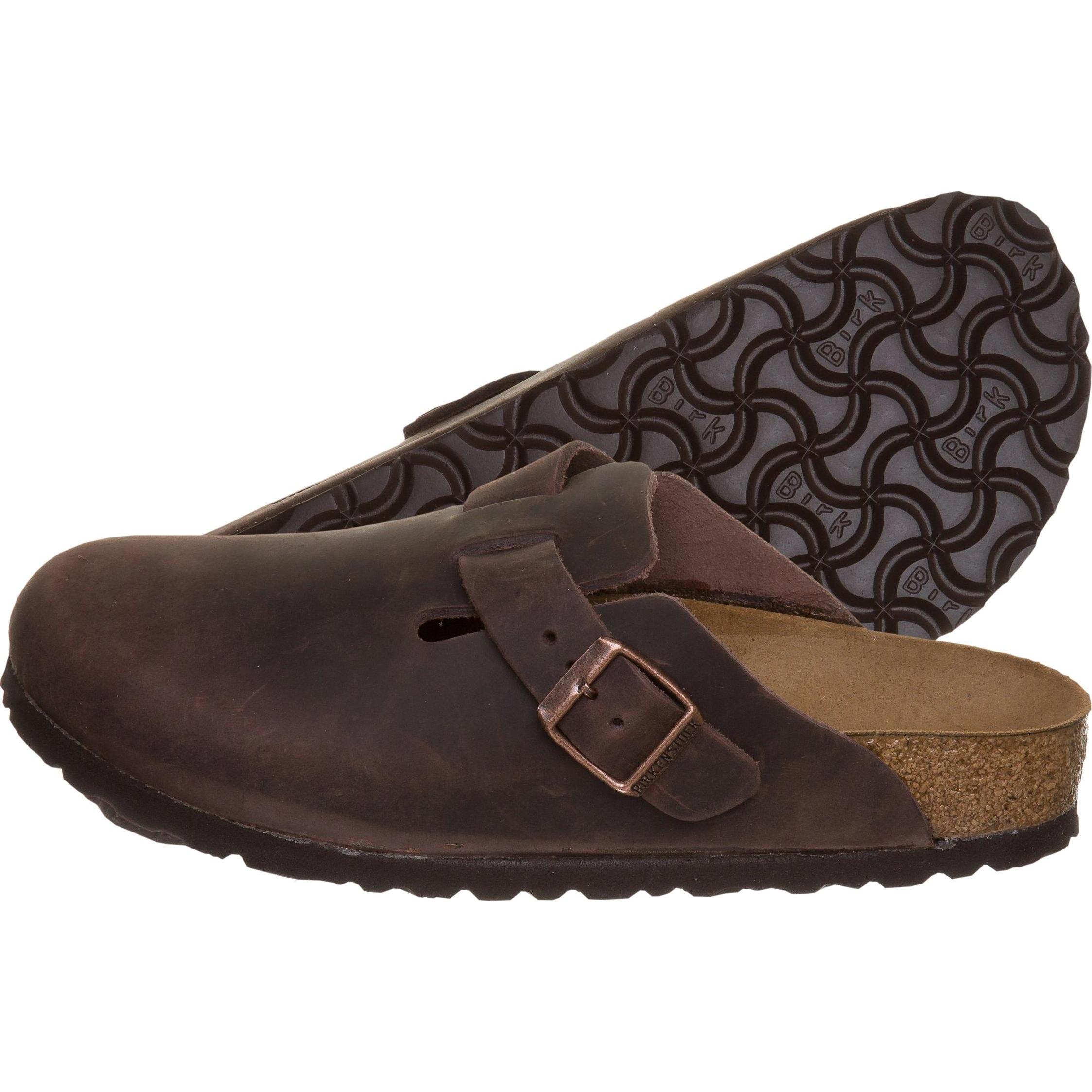 Birkenstock, Unisex, Hausschuhe, Boston Nubukleder geölt Schmal, Braun, (41)