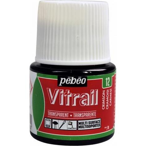 Pebeo, Künstlerfarbe + Bastelfarbe, Vitrail Transparentfarben (Karmesinrot, 45 ml)