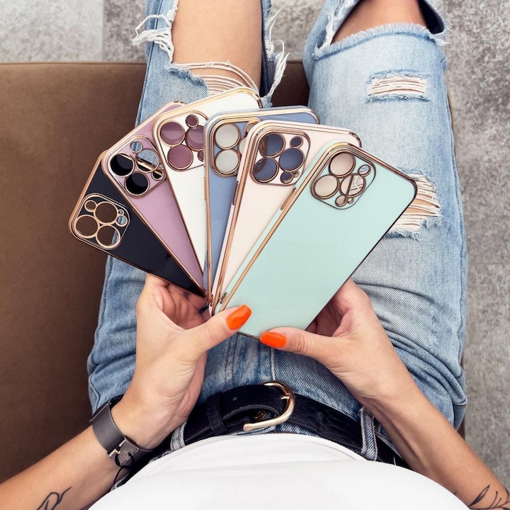 Produktbild Hurtel Lighting Color Case for Xiaomi Redmi Note 11 Pro gel cover with gold frame white (Xiaomi Redmi Note 11 Pro)
