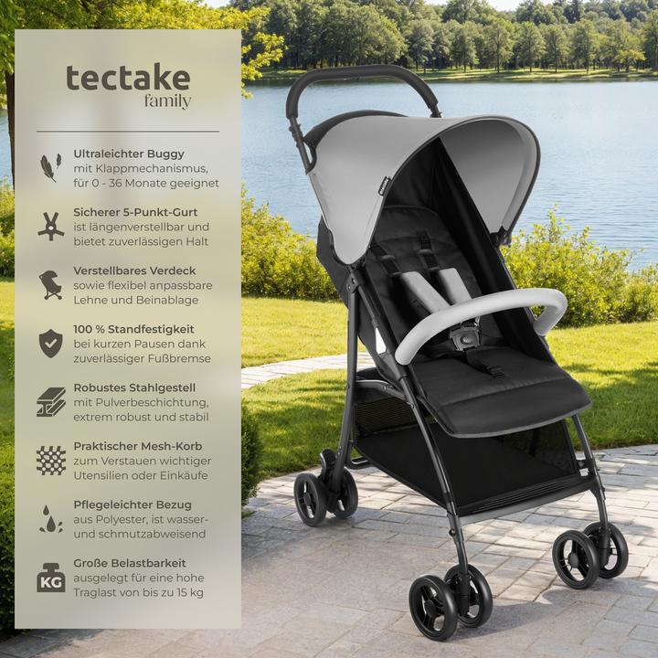 Produktbild tectake Buggy-Kinderwagen Emma, klappbar, 5-Punkt-Gurt, mit Bremse