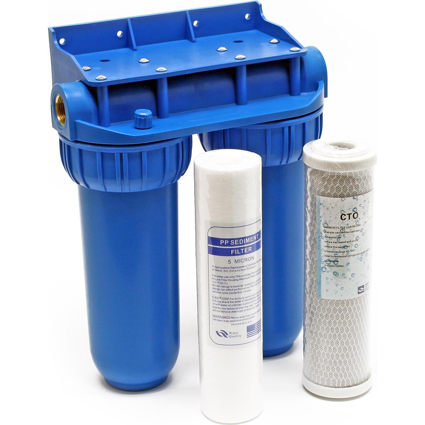 Naturewater NW-BR10B2 Doppelfilter Wasserfilter 26,16mm 3/4" Sediment Aktivkohle, Wasserfilter, Blau