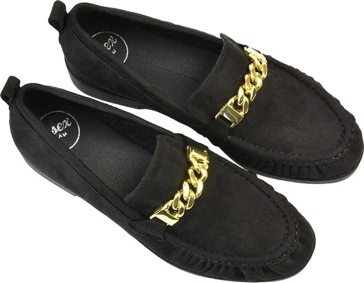 Actual product image XY London Womens/Ladies Heidi Chain Detail Ruched Loafers (36)