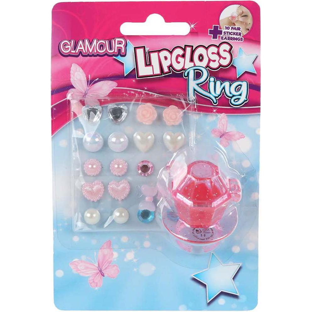 Hippo Glamouröser Lipgloss-Ring und 10 Paar Ohrring-Aufkleber