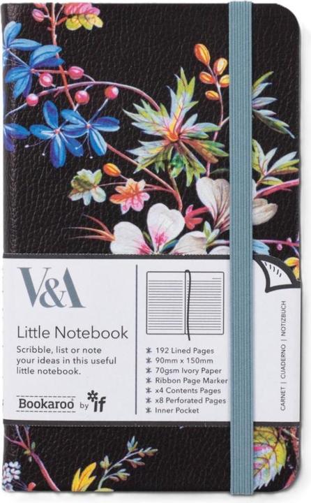 IF Bookaroo Notizbuch, Tagebuch, A6, Kilburn, schwarzes Blumenmuster (A6, Règle spéciale, Couverture rigide)