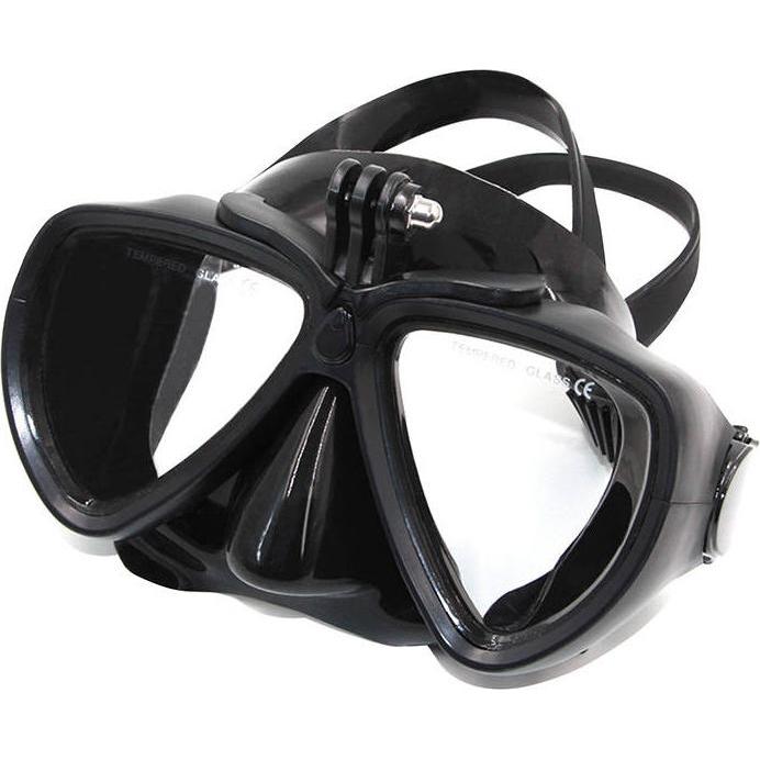 Telesin Maschera subacquea con attacco staccabile per fotocamere sportive, Maschera subacquea, Nero