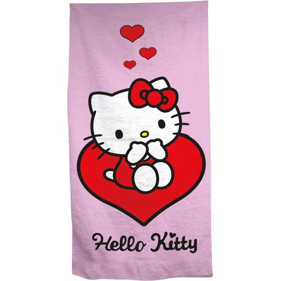 Hello Kitty, Telo da mare, Strandtuch Herz - 70 x 140 cm (140 x 70 cm)