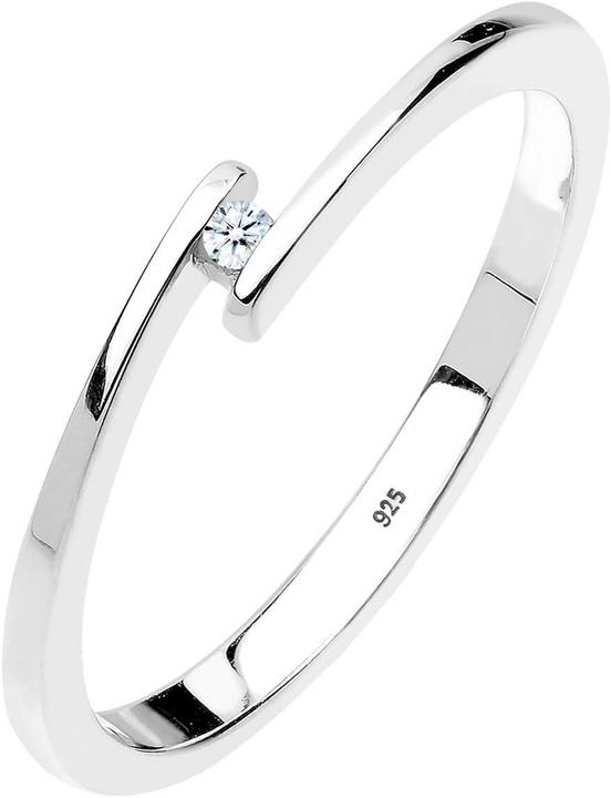 Elli DIAMONDS Ring Ladies Engagement Ring with Diamond 0015 ct in 925 Sterling Silver (54, Argent 925)