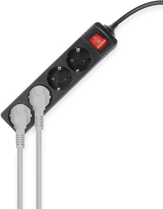 Actual product image Power strip with illuminated switch, 4 sockets, 2 m, black (4 x, CEE 7/3, 2 m)
