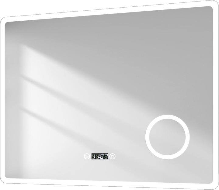 Emke Bathroom Mirror With Lighting 90*70cm,3X Magnification, Fog-Free, Temperature&Time, Cool-White