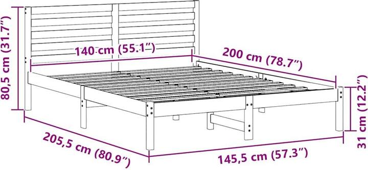Image du produit vidaXL Plattformbettgestell (140 x 200 cm)