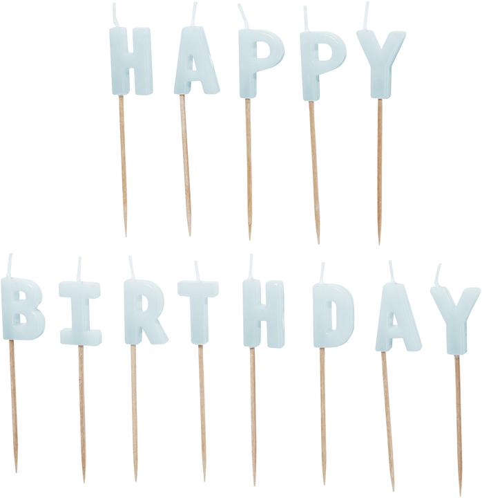 Partydeco Geburtstagskerzen „Happy Birthday“ – hellblau (13 pcs.)