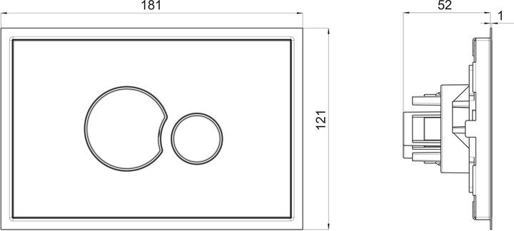 Actual product image Laufen AW106 INEO actuator plate, dual flush, flush, 181x1x121mm, with polished stainless steel fram
