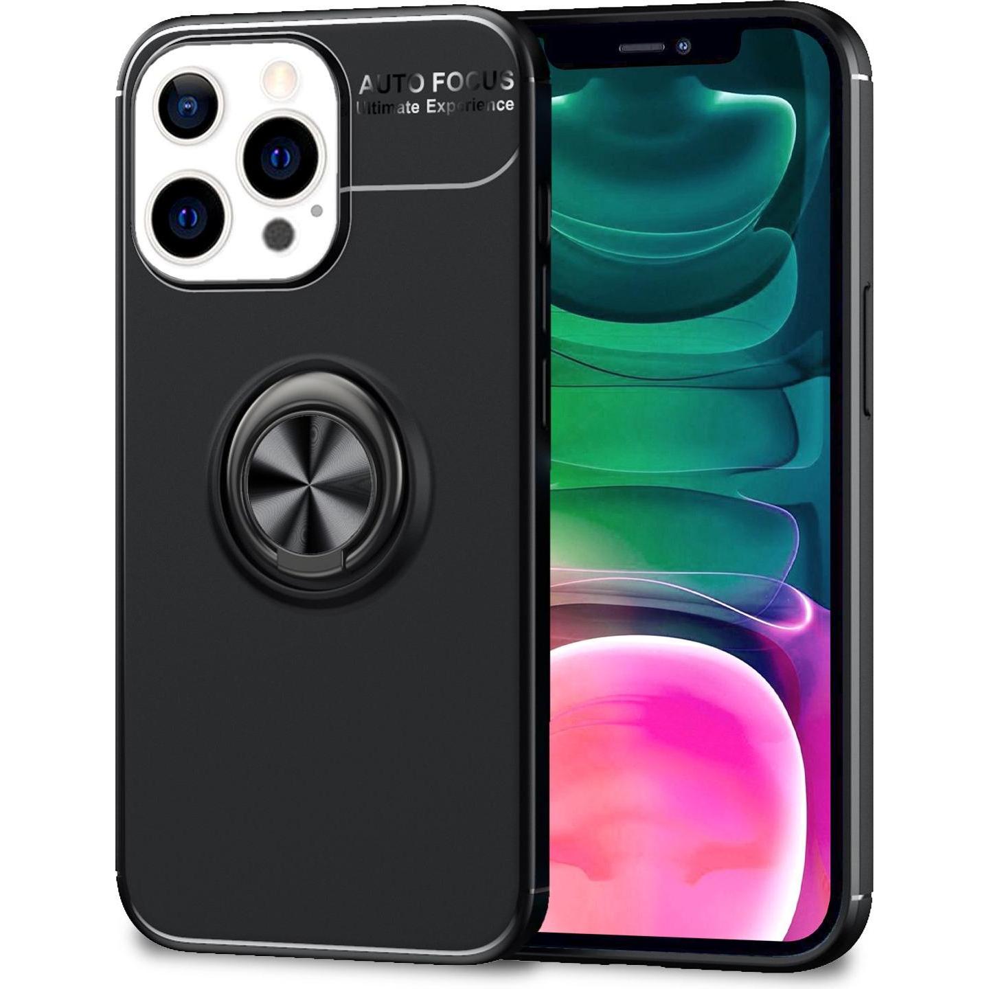 Nalia Ring Silikon Handyhülle (Apple iPhone 13 Pro), Smartphone Hülle, Schwarz