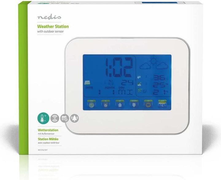 Actual product image Nedis Weather Station - Wireless Sensor - Alarm Clock - Weather Forecast Indoor and Outdoor - Slim and