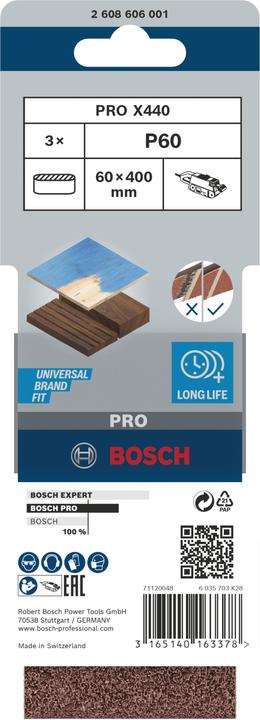 Produktbild Bosch Professional Zubehör PRO X440 Schleifband, 60 x 400 mm, G60 (60)
