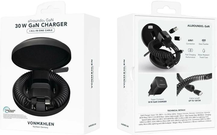 Actual product image Vonmählen GaN Charger 6in1 (30 W, 1 portion)