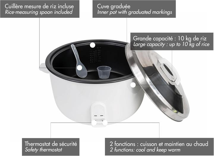 Produktbild Louis Tellier Professionele elektrische rijstkoker - geschikt voor 10kg rijst - lichtblauw