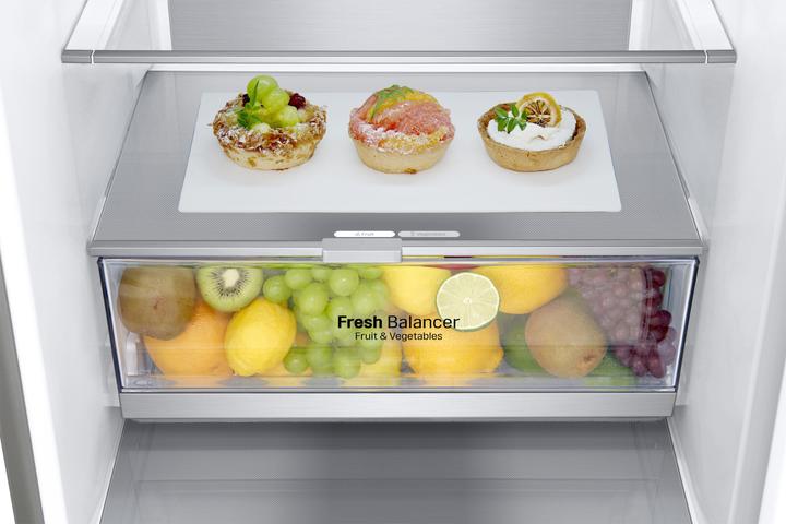 Produktbild LG GBB72NSVCN Kombinierter Kühlschrank, Klasse C, 384L, Weinregal, kein Frost, Edelstahl (419 l)