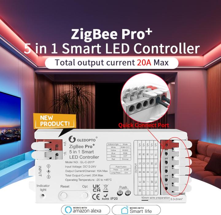 Image du produit Gledopto LED Controller Pro 5-in-1 ZigBee 3.0 12-24V DC GL-C-201P