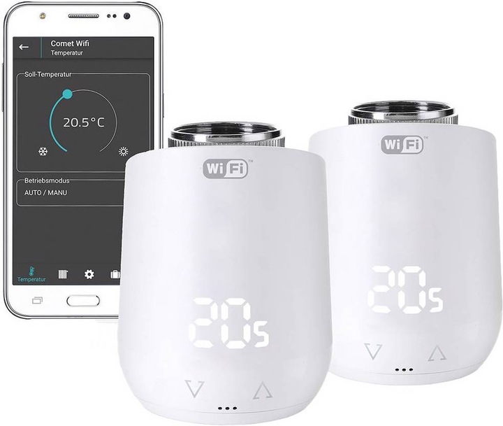 Produktbild Eurotronic 700223 Comet WiFi Funk-Heizkörperthermostat-Set elektronisch 2er Set