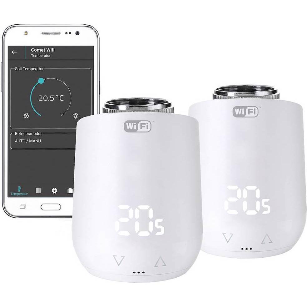 Thumbnail - Eurotronic 700223 Comet WiFi Funk-Heizkörperthermostat-Set elektronisch 2er Set, Thermostat