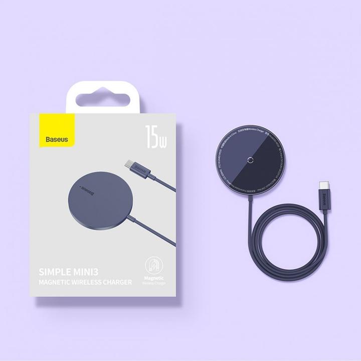 Image du produit Baseus Simple Mini3 Chargeur magnétique sans fil 15W Bleu Galaxie (15 W)