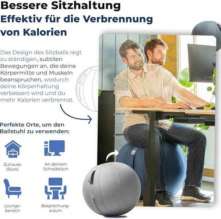 Immagine prodotto Backerz Ergonomischer Sitzball für Büro (65 cm) (65 cm)