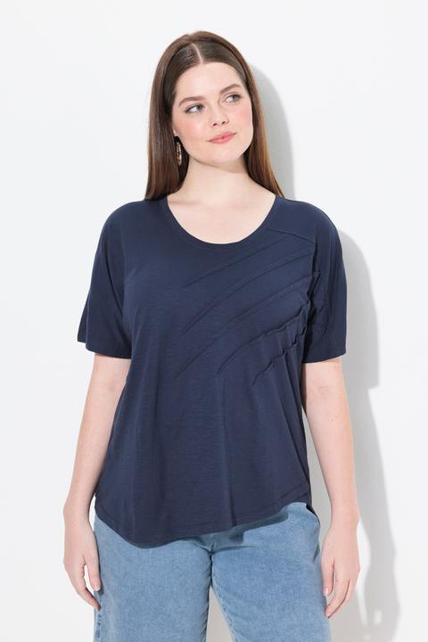 Actual product image Ulla Popken Damen grosse Grössen T-Shirt, Biesen, Rundhals, Halbarm marine 46+ 838884130-46+ (46, 48)