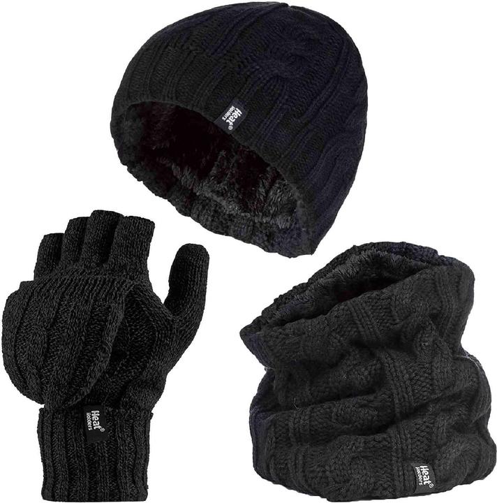 Produktbild Heat Holders Thermo Winter Fleecemütze Nackenwärmer und Konverter Handschuhen (One Size)