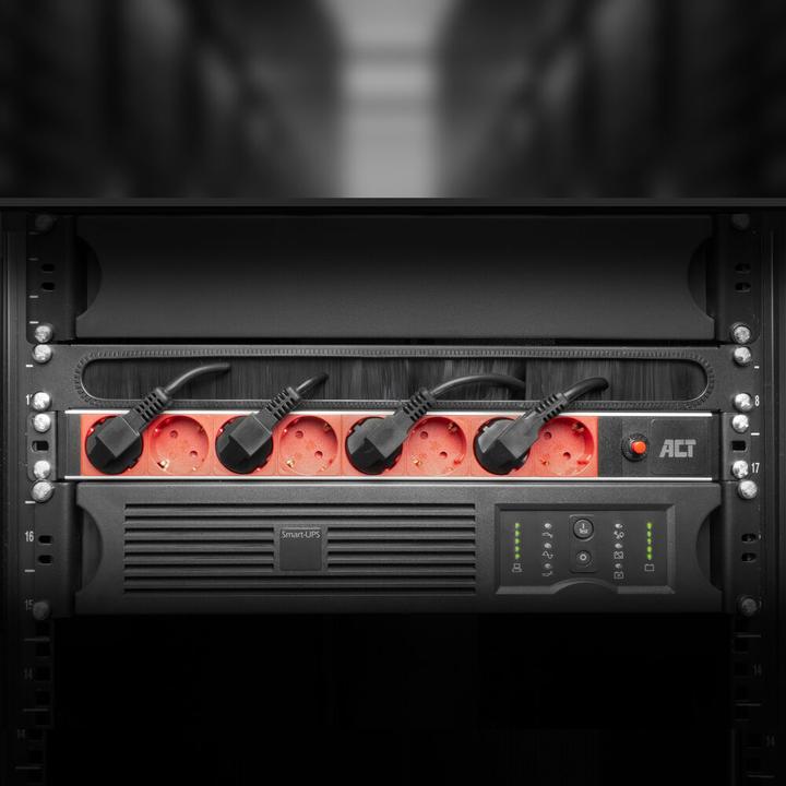 Productafbeelding ACT Extension lead PDU 19" C14 IEC60320 with 8 type F sockets, 3m H05VV-F 3G1.0