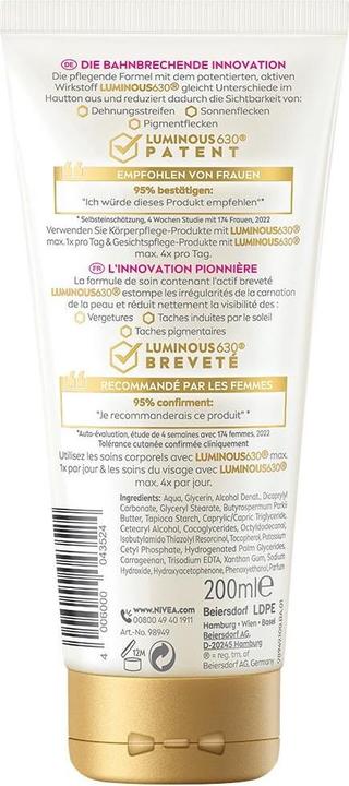 Image du produit NIVEA Luminous Body Creme Anti-Dehnungsstreifen & -Pigmentflecken (Crème pour le corps, 200 ml)