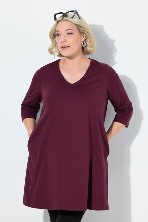 Produktbild Ulla Popken Longshirt, Ziernähte, A-Linie, V-Ausschnitt, 3/4-Arm (50, 52)