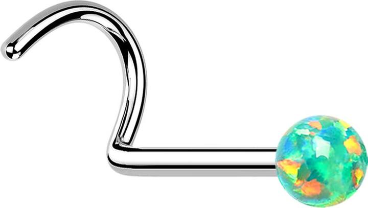 Immagine prodotto Star Piercing Perno nasale curvo in argento con verde opale (senza ottone, Acciaio chirurgico 316L)