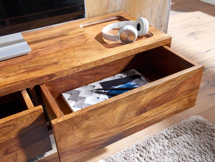 Produktbild FineBuy Lowboard Sheesham Braun (34 x 34 x 25 cm)