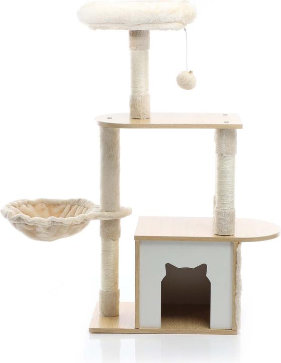 Produktbild Fudajo Kratzbaum Holz Beige 106cm Katzenkratzbaum Katzenbaum Katzenmöbel Katze (106 cm, Beige, Holz)