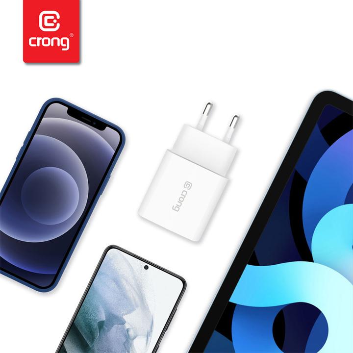 Actual product image Crong Travel Charger 1 x USB-C 3 A (CRG-TUSBC20-WHI) (20 W, 1 portion)